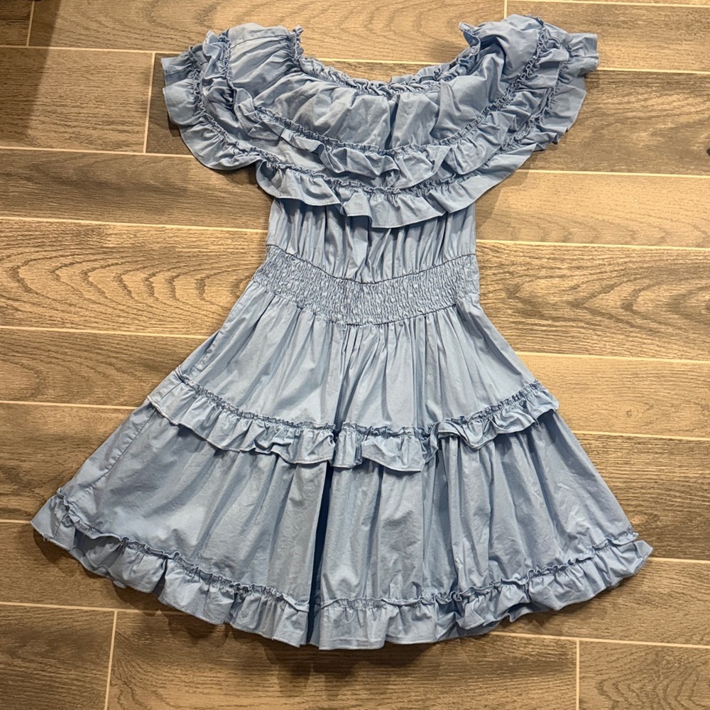 Blue Ruffled Mini Dress - Picture 2 of 2